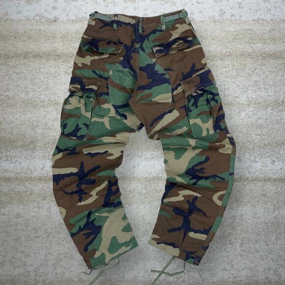 Vintage Military Woodland Camo Tactical Pants Baggy Wide Leg Small Regular 90s - Picture 1 of 5